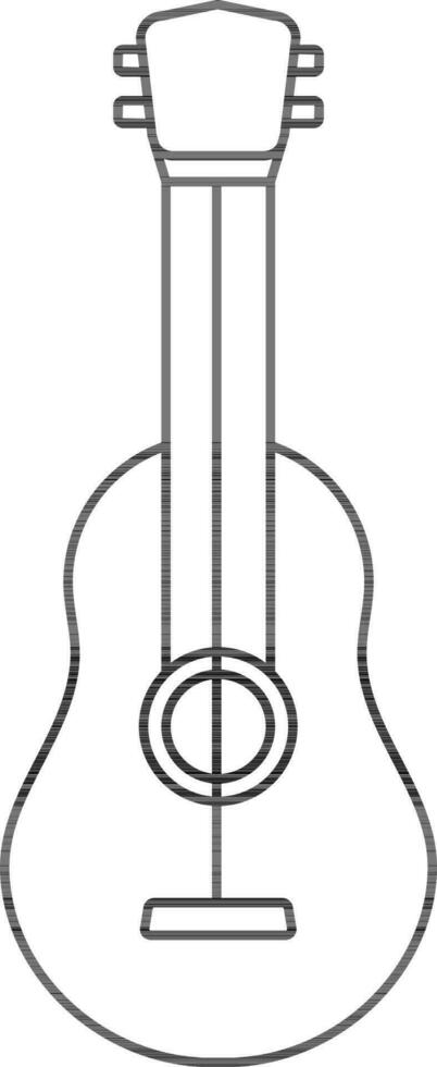 Black Line Art Illustration of Guitar Icon. vector