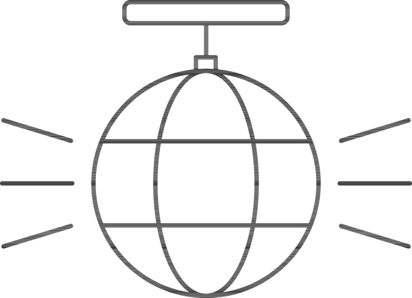 Disco Ball Icon In Black Thin Line Art. vector