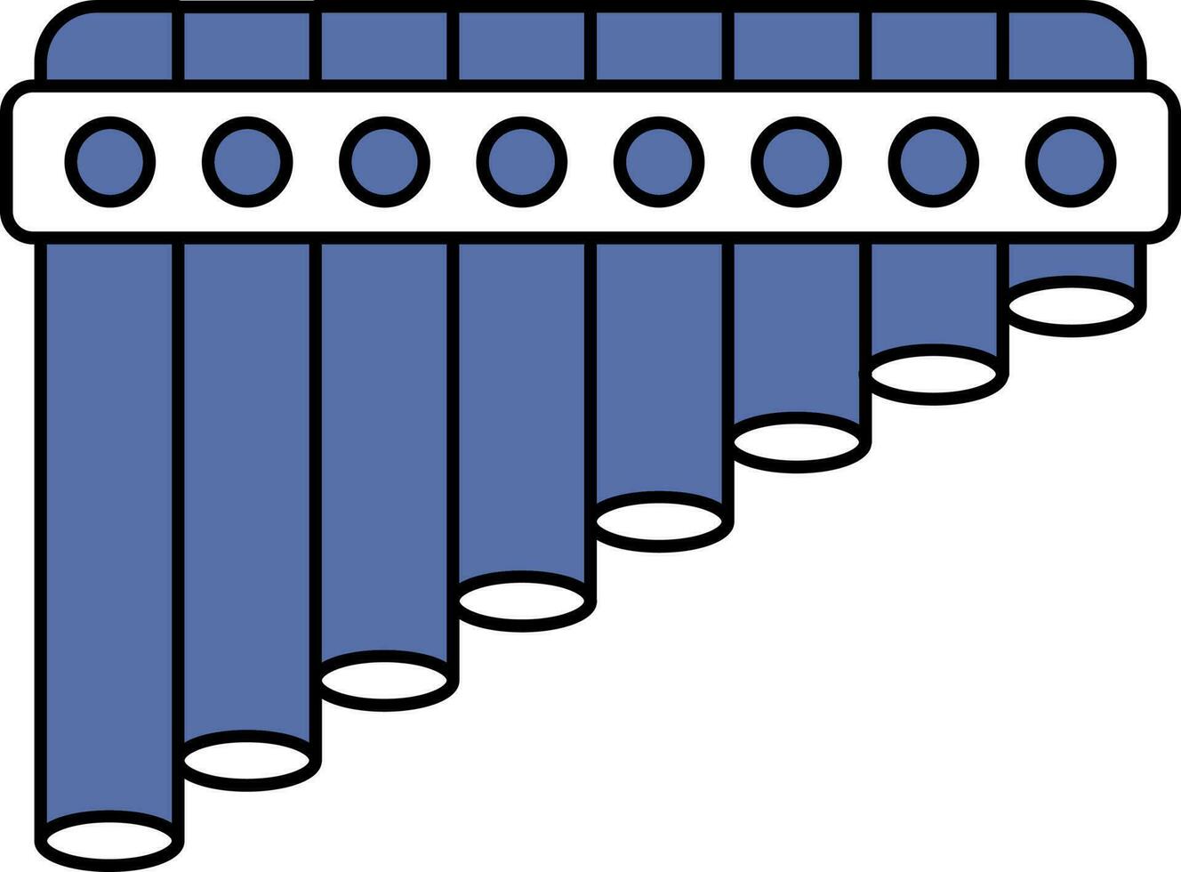 Blue and White Illustration Of Panpipes Icon. vector
