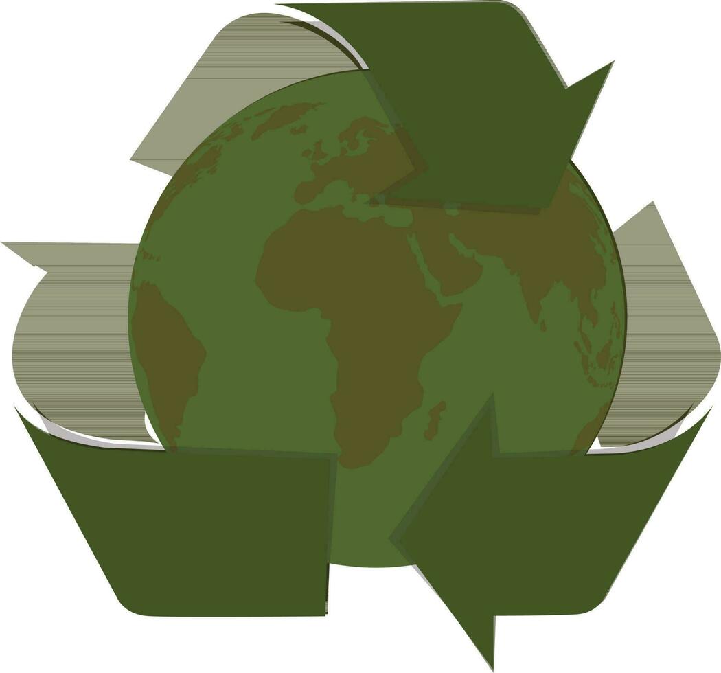 Green earth globe with recycle arrow. vector