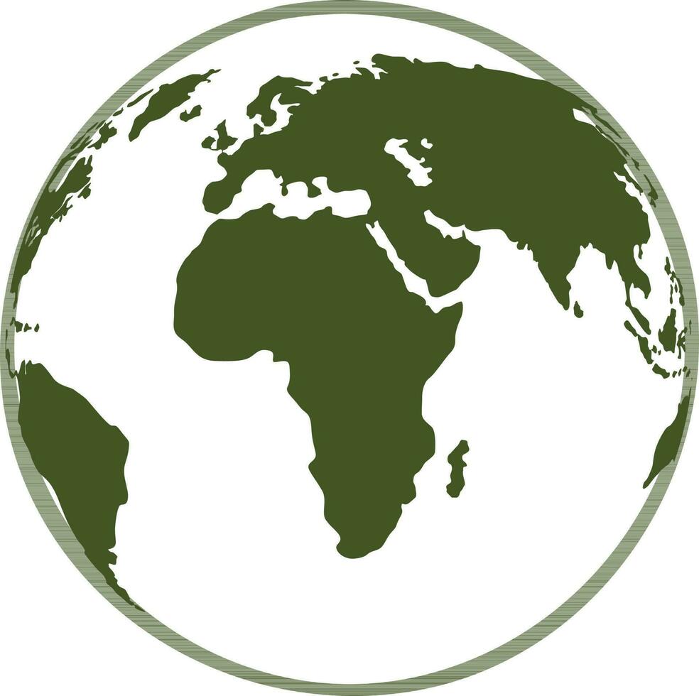 White and green earth globe in flat style. vector