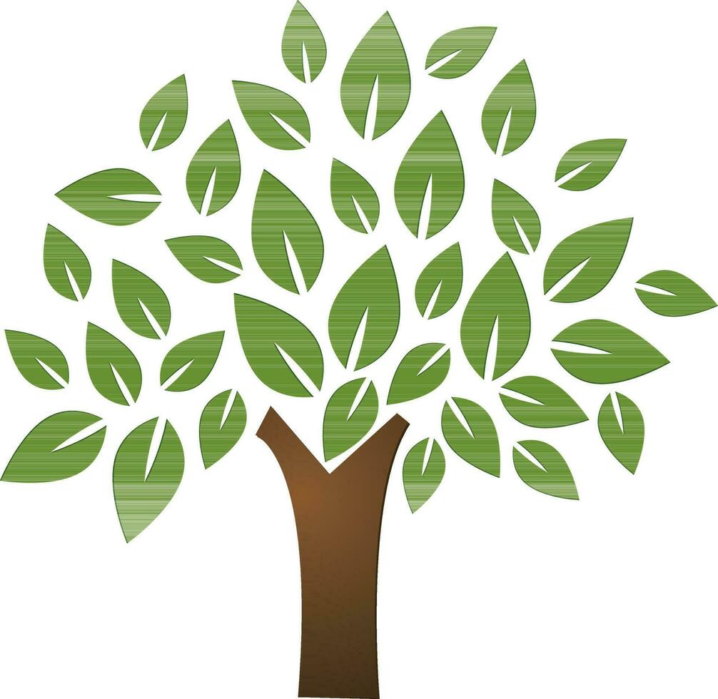 Illustration of tree with green leaves. vector