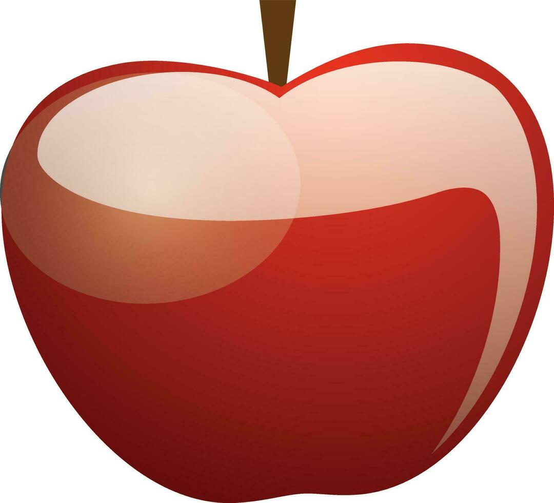 Glossy red apple on white background. vector