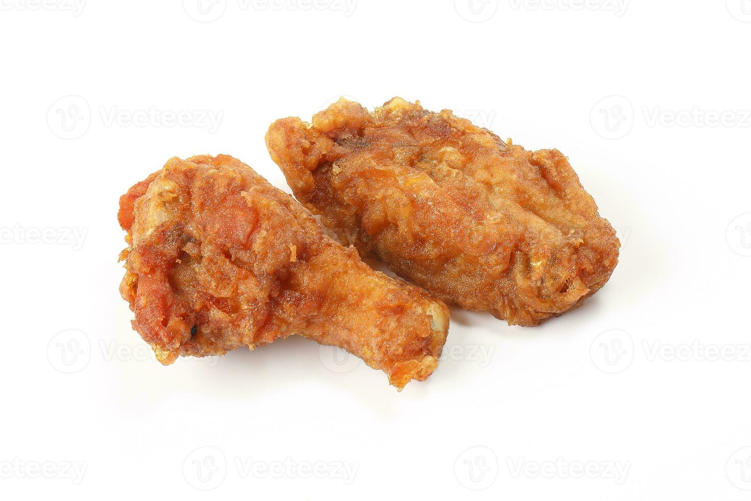 Deep Fried Chicken Wings Drumstick Nuggets Popcorns on white background photo
