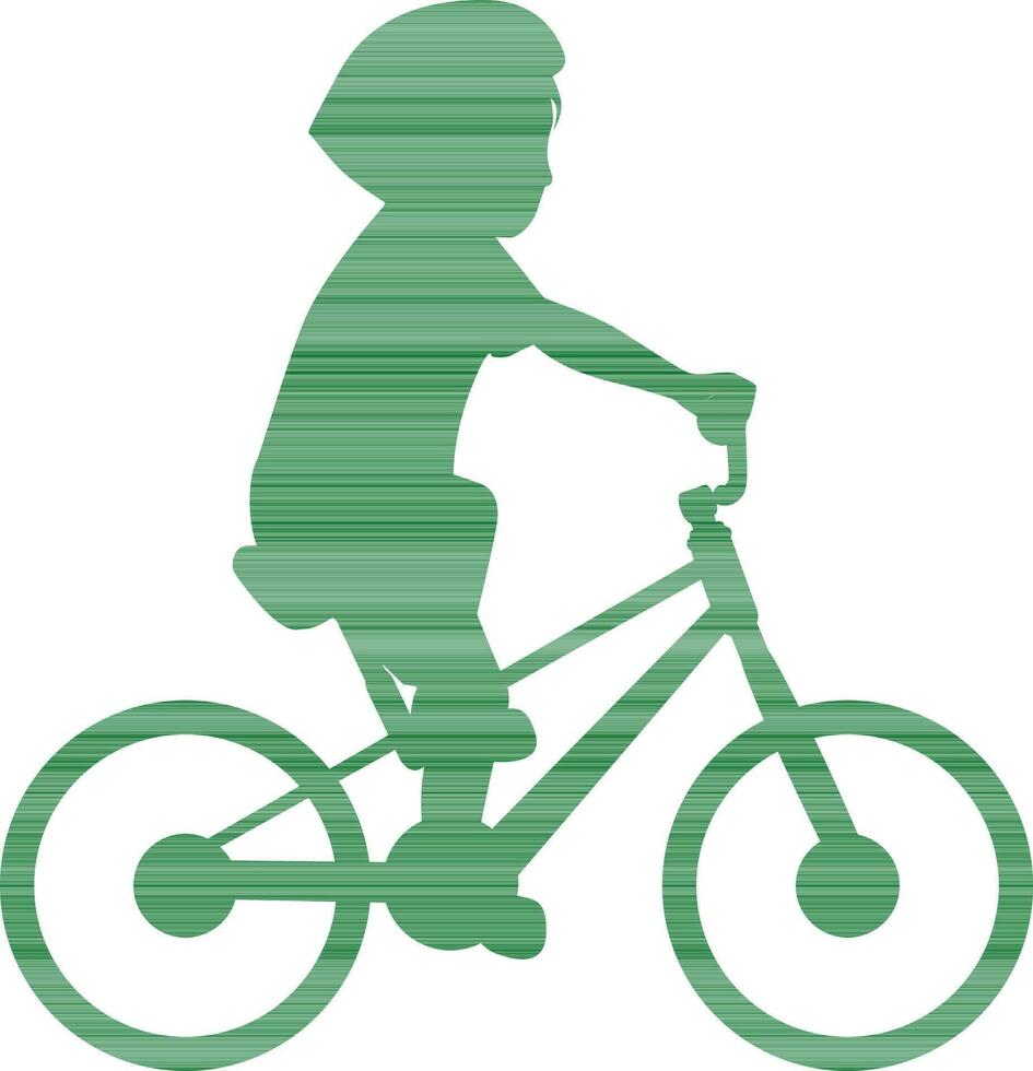 Character of boy sitting on bicycle. vector