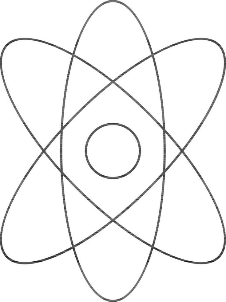 Black line art atomic structure icon. vector