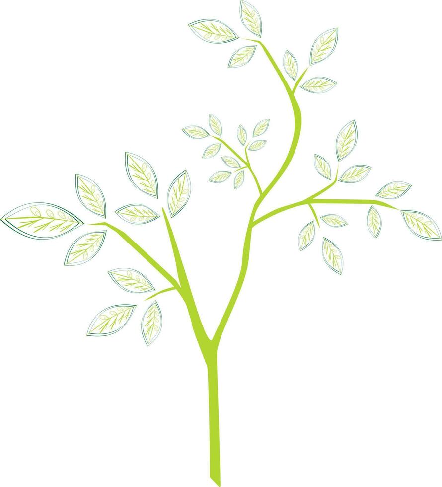 Leaves decorated tree in flat style illustration. vector