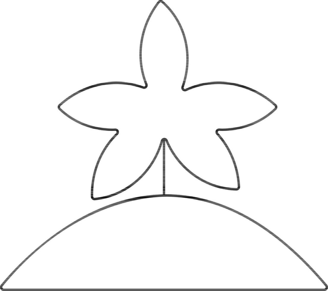 Flat style soil with leaves plant. vector