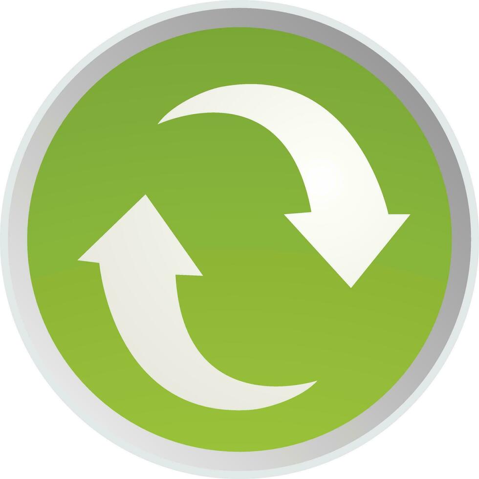 Recycling arrow icon in green circle. vector