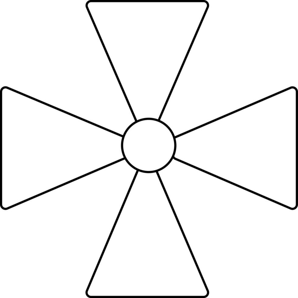Flat style fan in black line art illustration. vector