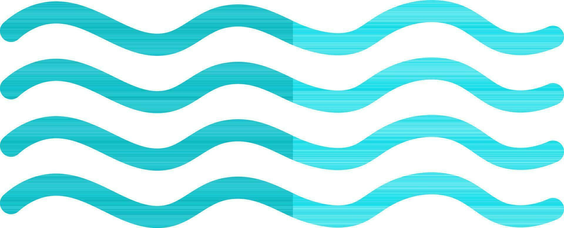 Flat style waves in blue color. vector