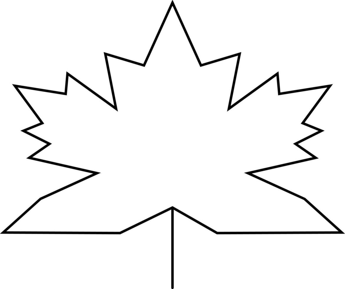 Black line art illustration of a maple leaf. vector
