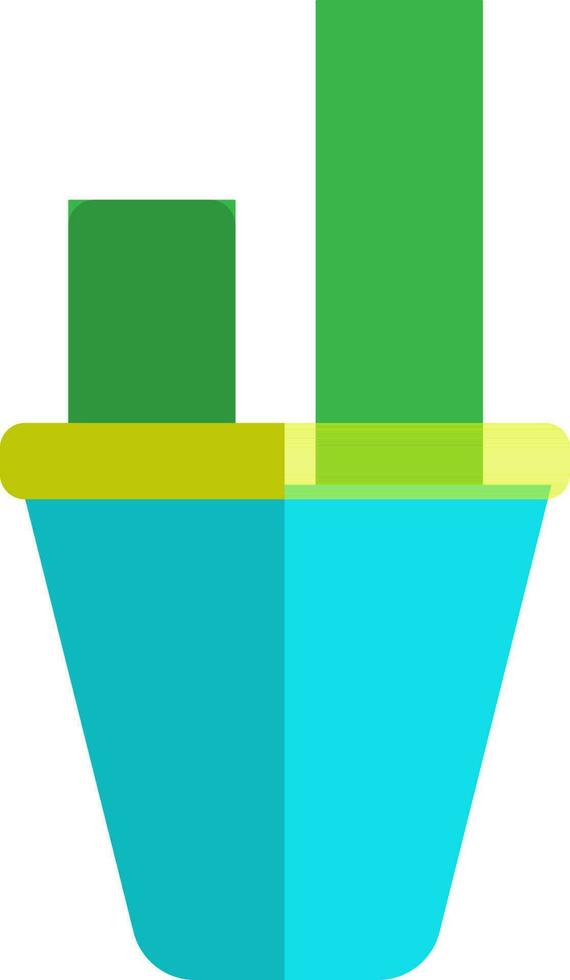 Flower pot with cactus plant in flat style. vector