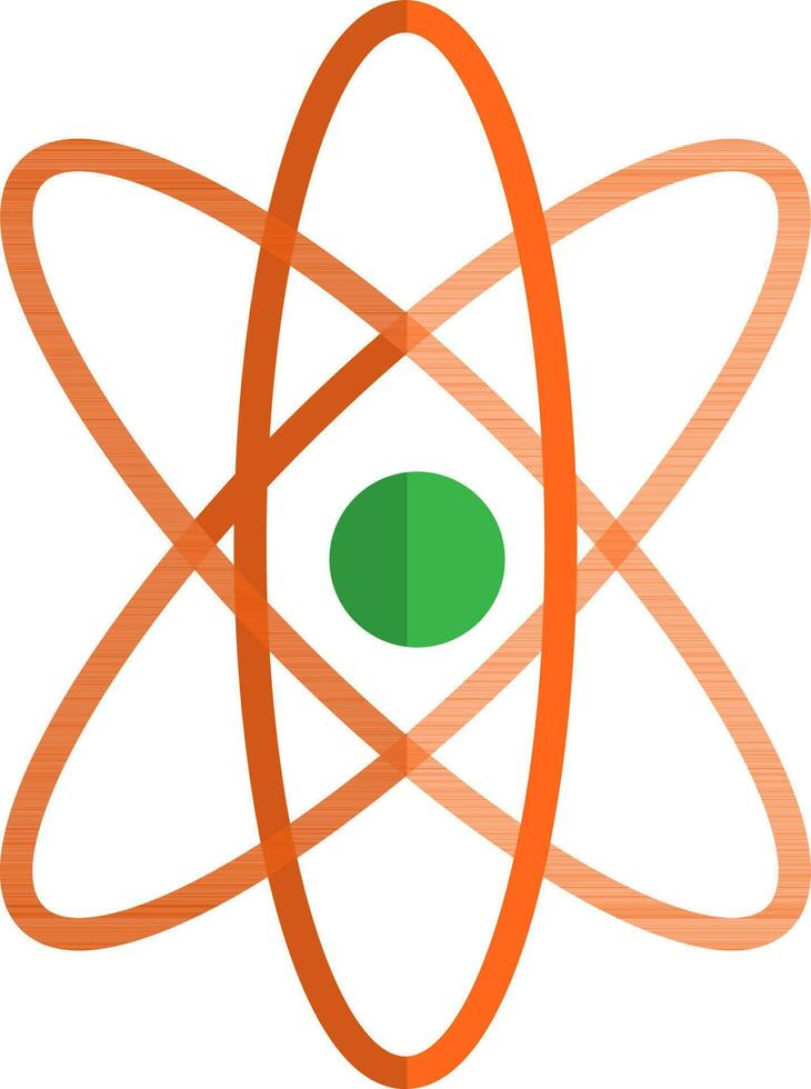 Atomic structure in orange and green color. vector