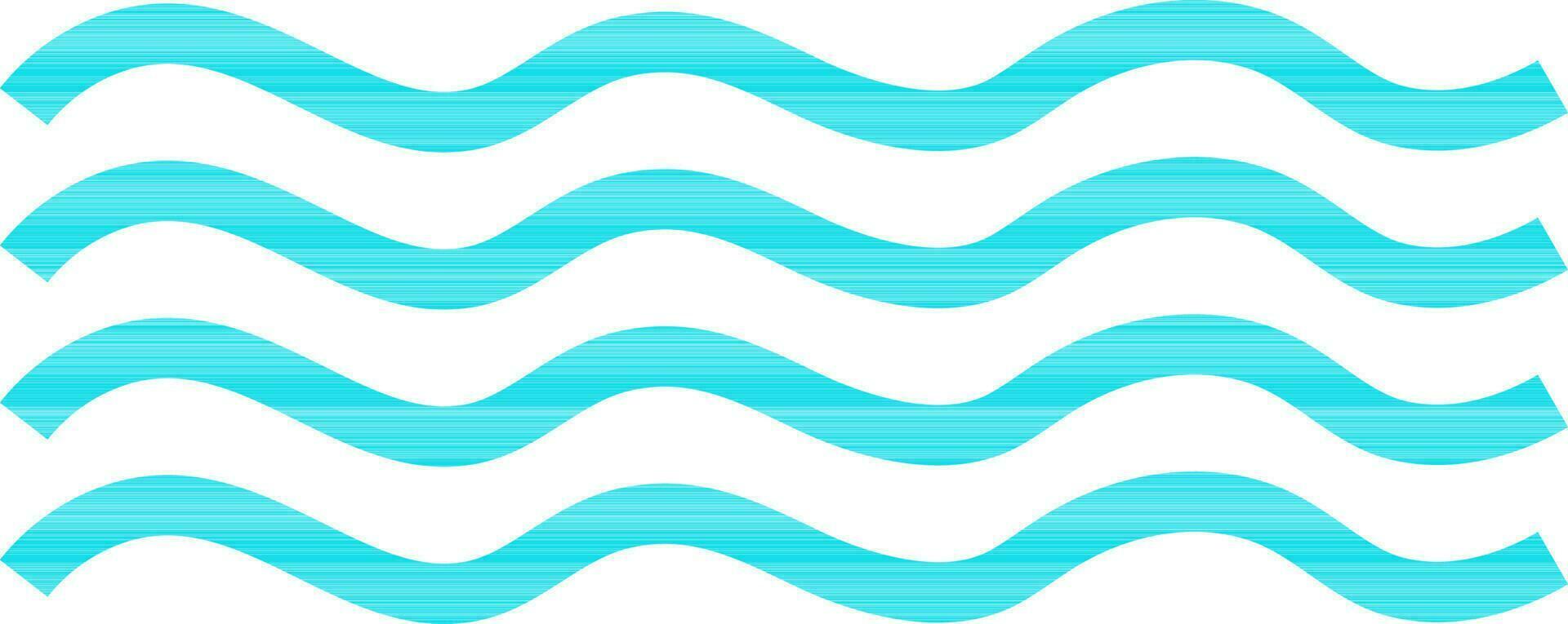 Flat style waves in blue color. vector