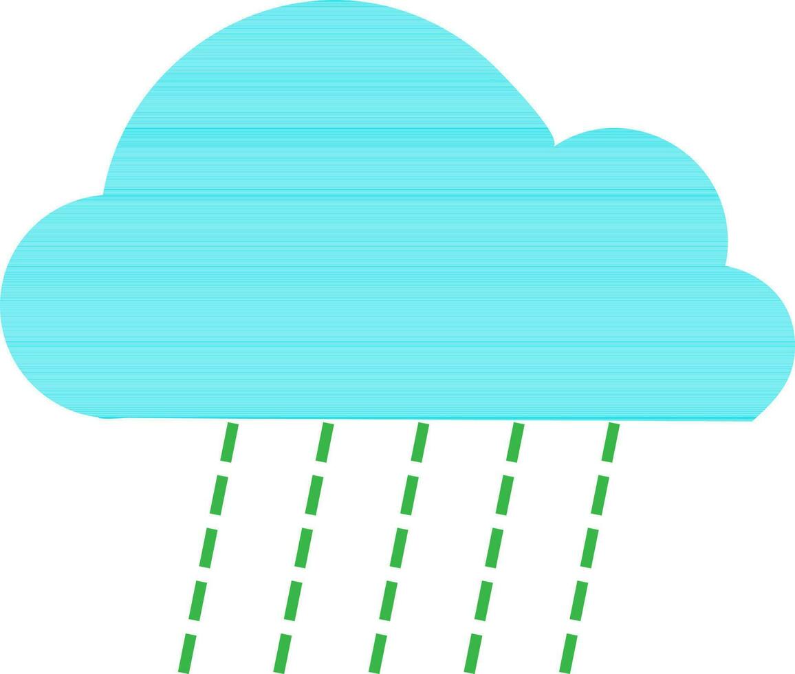 azul nube con verde lluvia gota. vector