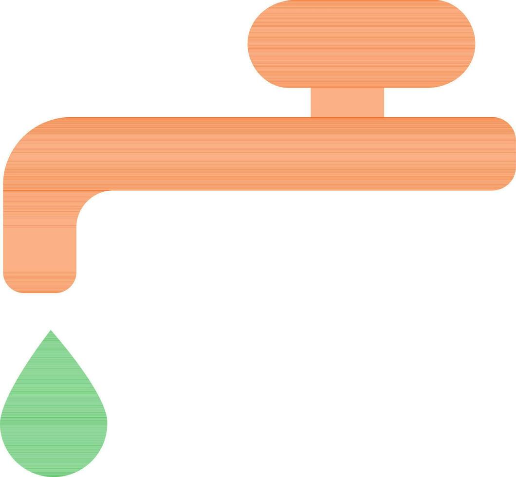 Orange water tab with falling green drop. vector