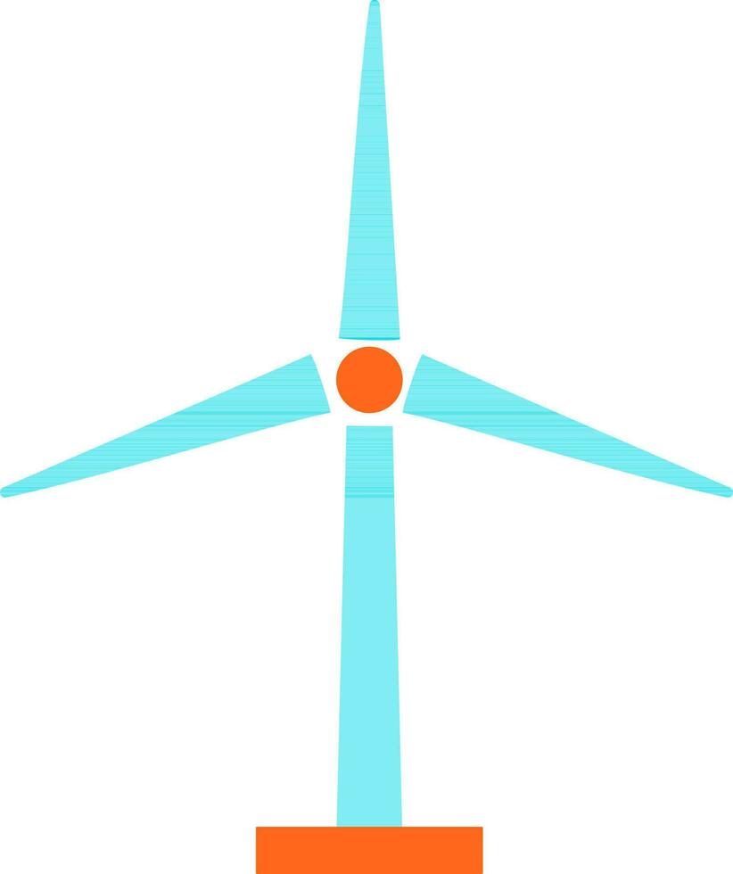 Flat style windmill in orange and blue color. vector