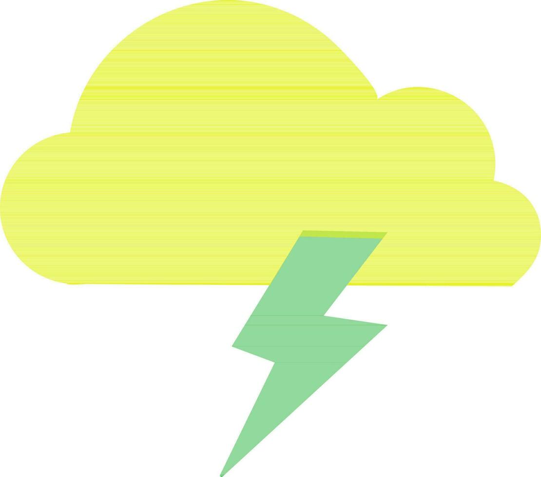 Yellow cloud with green lighting bolt. vector