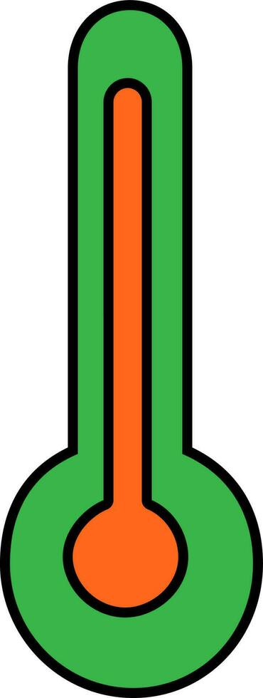 Isolated thermometer in green and orange color. vector