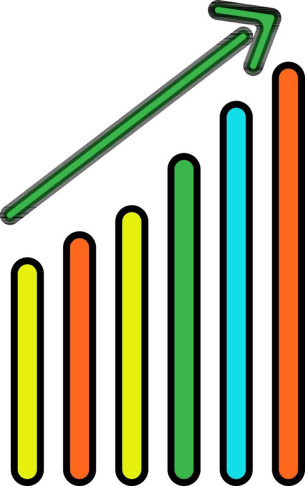 Colorful growing graph with arrow. vector
