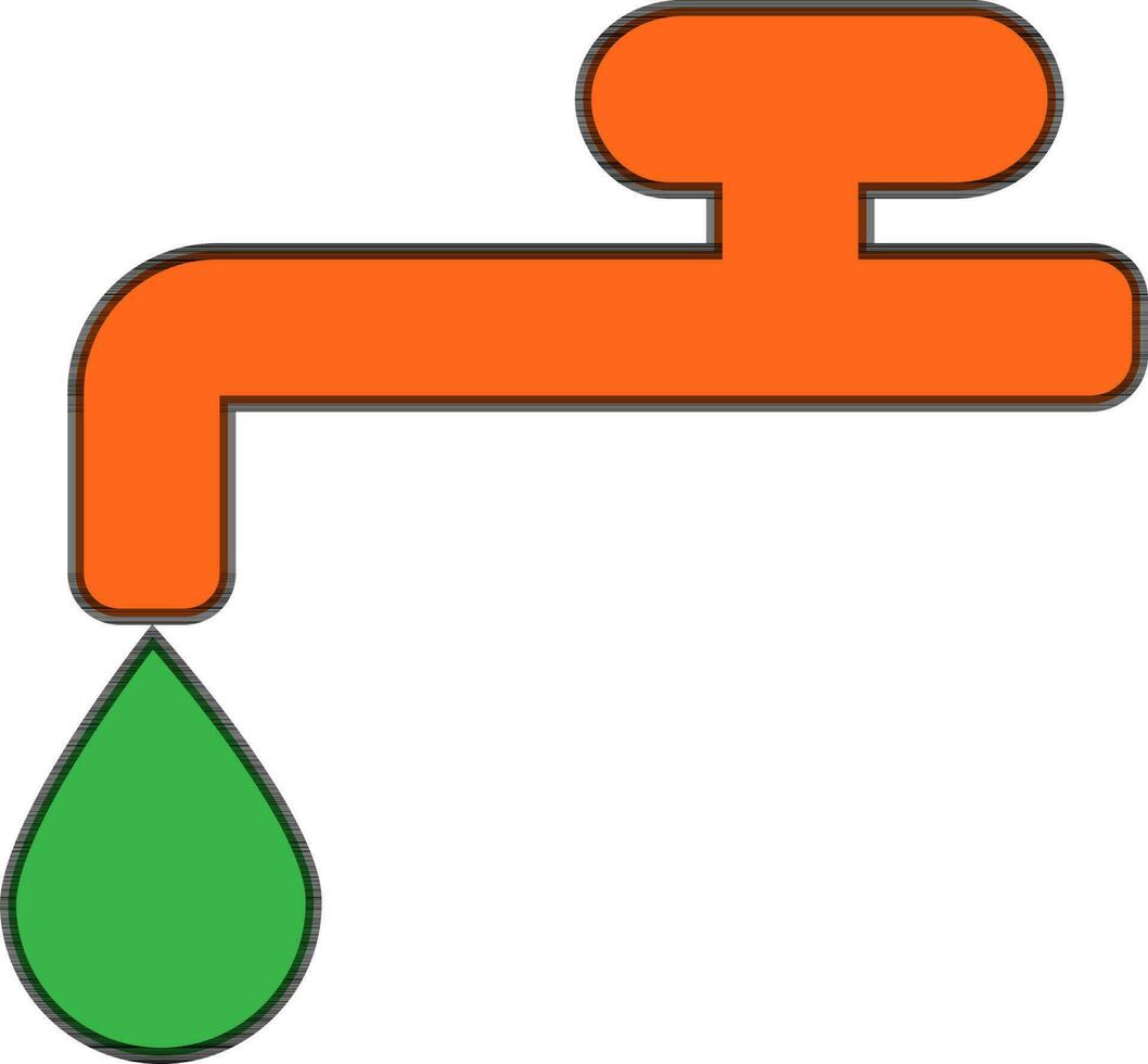 Orange water tab with falling green drop. vector