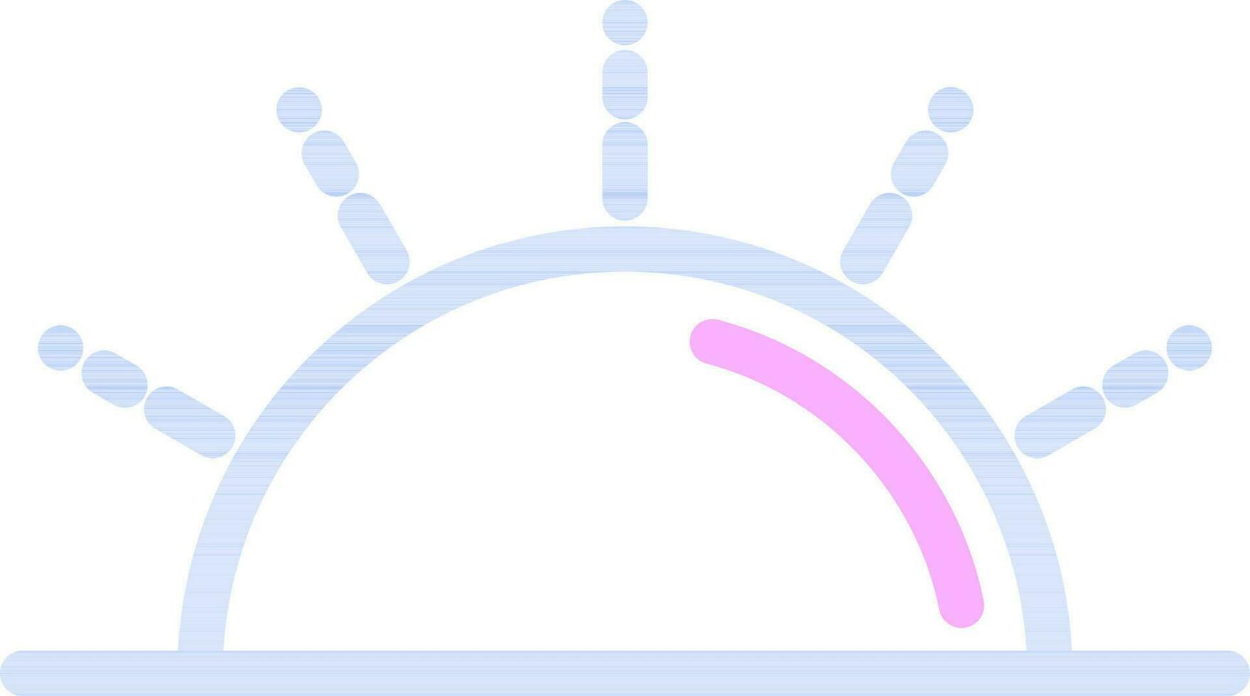 Sunrise Or Sunset Icon In Blue Line Art. vector