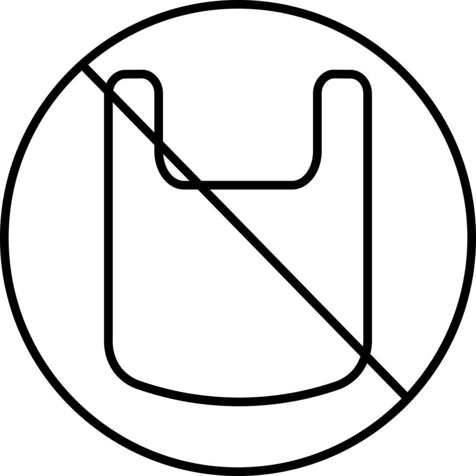 No Plastic Bag Icon In Black Outline. vector