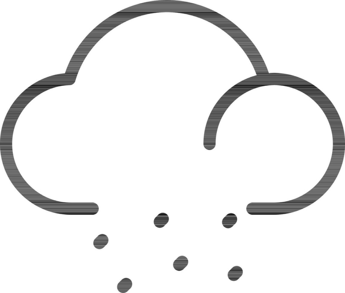 Rainy Cloud Icon In Thin Line Art. vector