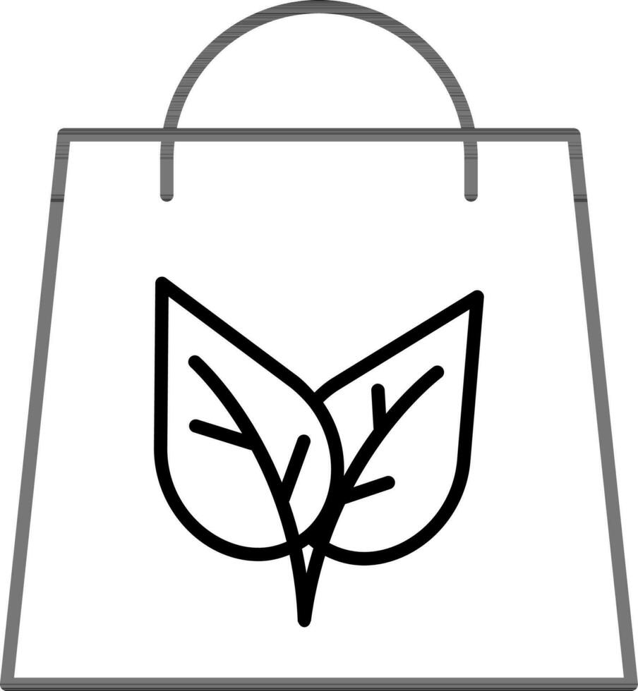 Eco Or Organic Bag Icon In Black Outline. vector