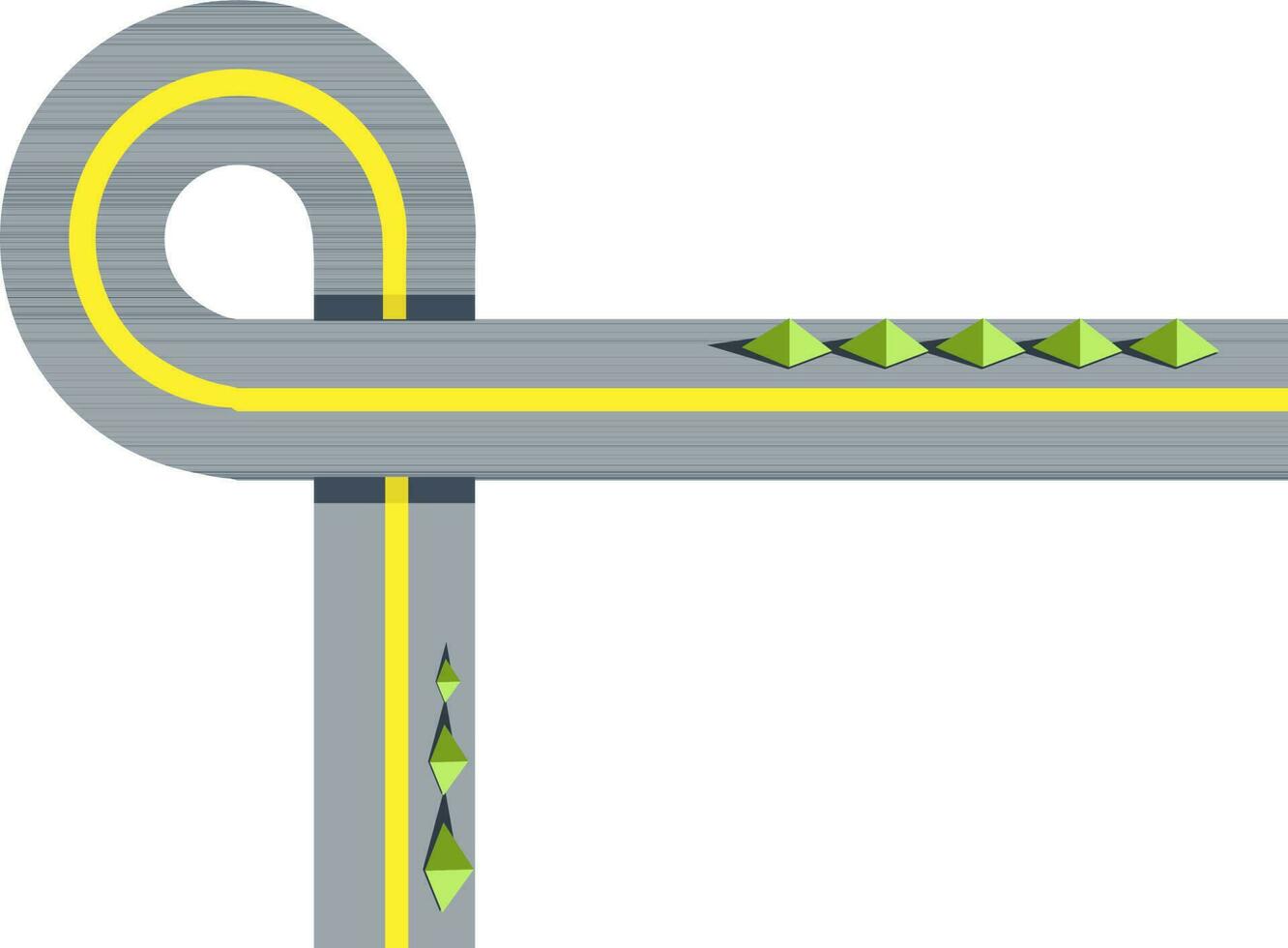 Flat icon of road with turning point. vector