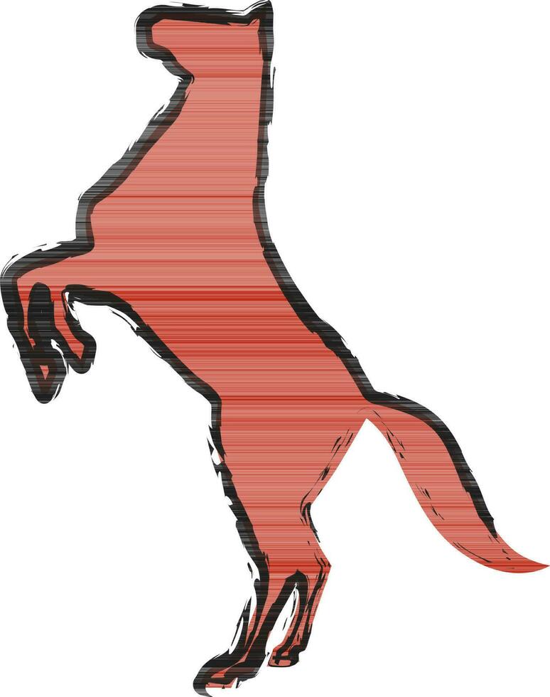 Hand drawn illustration of horse in red color. vector