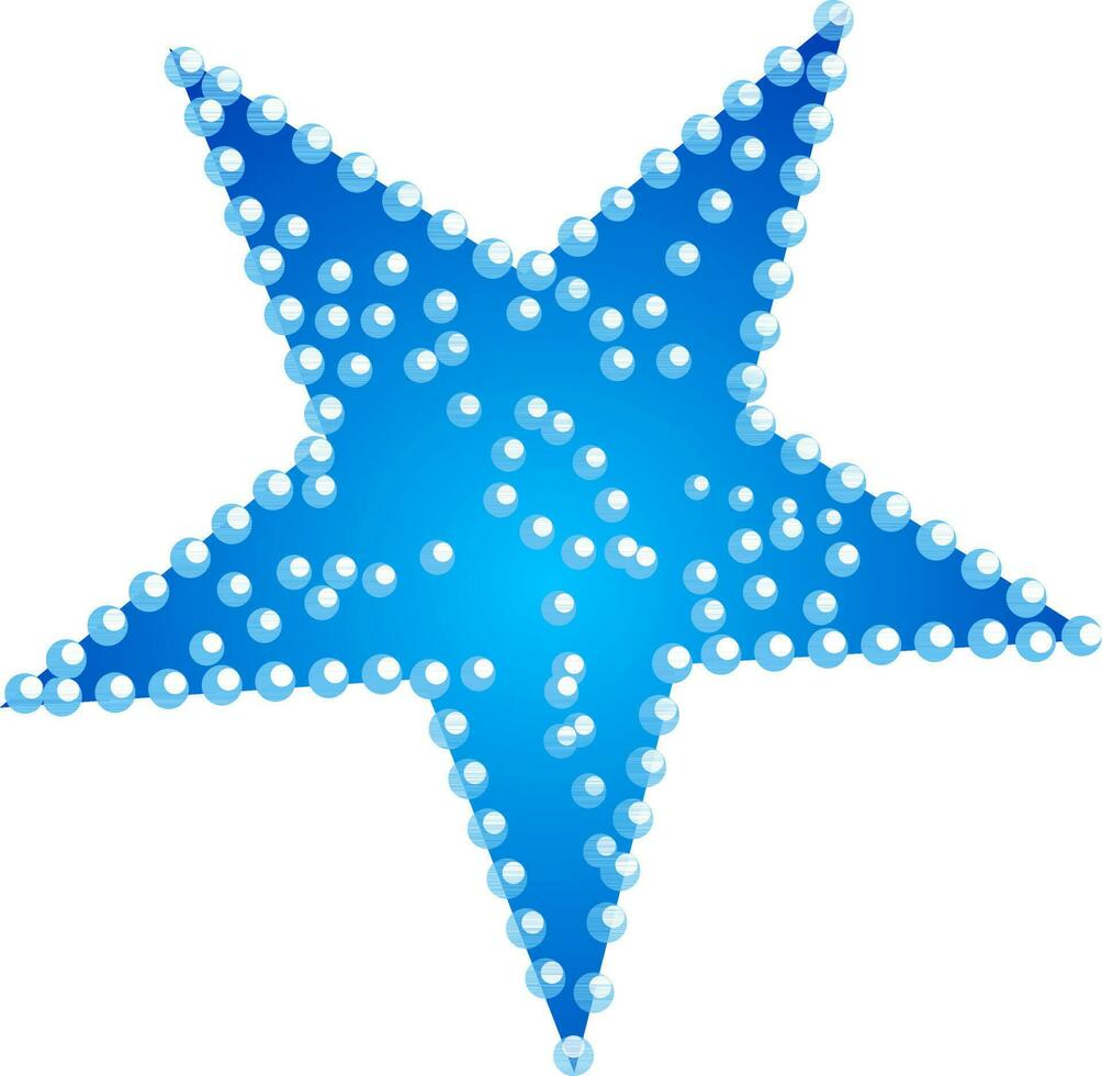Shiny bright isolated star element in blue color. vector