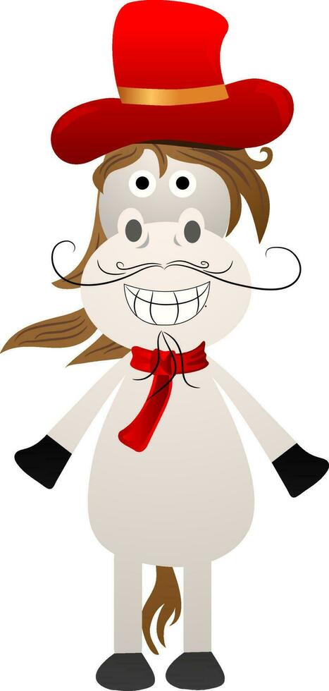 Funny caricature character of girl and donkey. vector