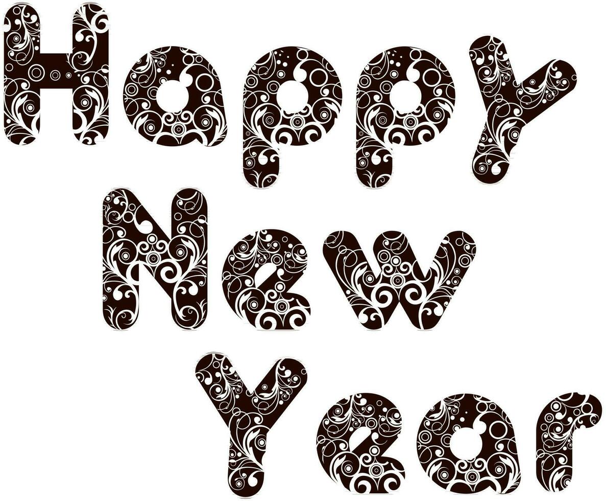Stylish happy new year text. vector