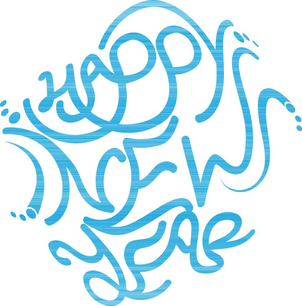 Happy new year text in blue colour. vector