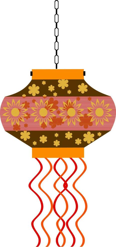 Decorative lamp illustration hanging with chain. vector