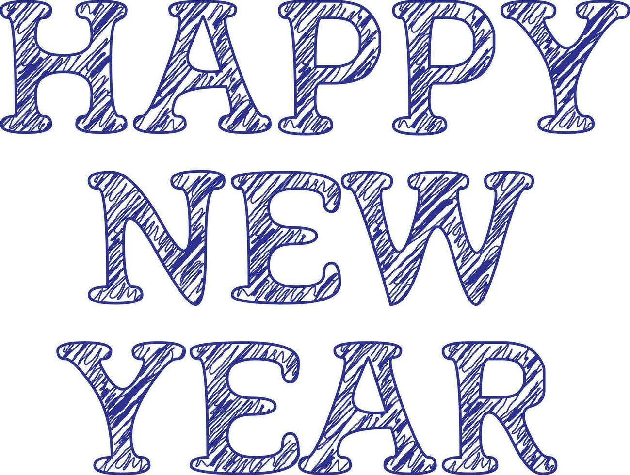 contento nuevo año texto en azul color. vector