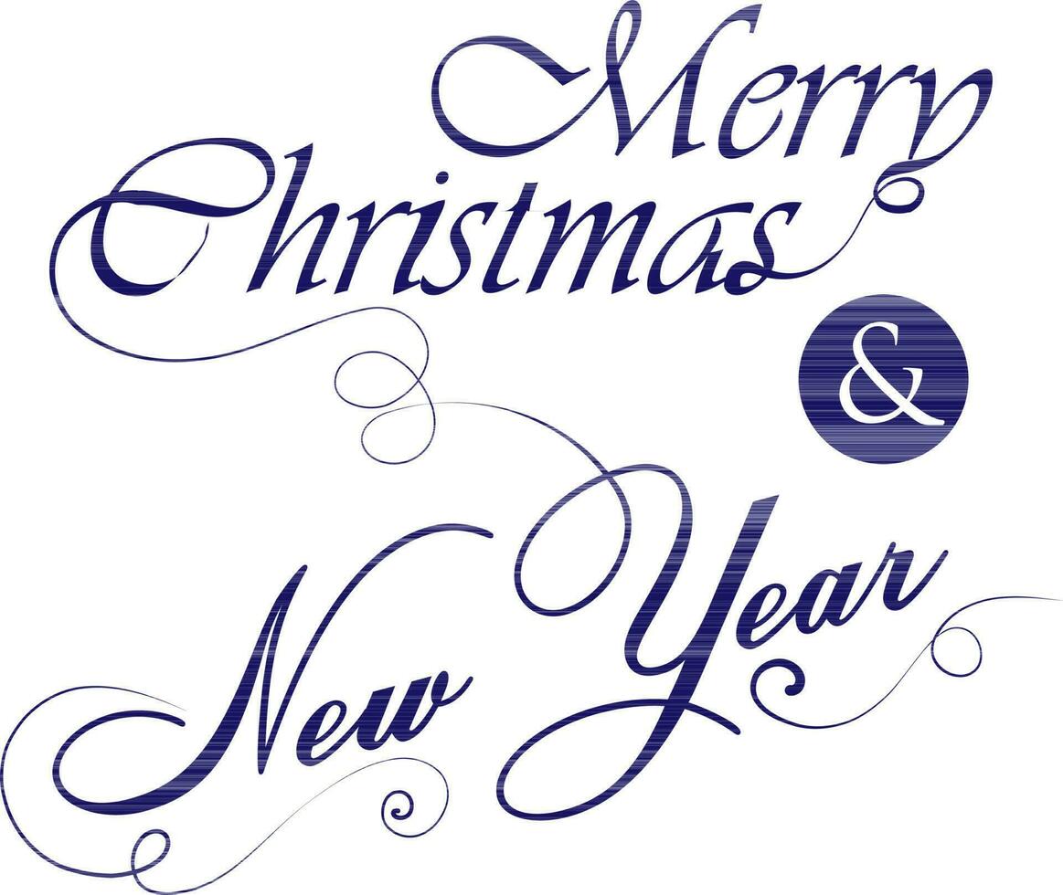 Merry christmas and New Year text in calligraphy font. vector