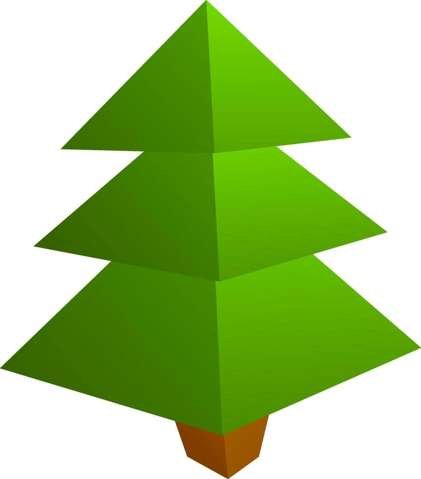 Isolated illustration of christmas tree in green and brown color. vector