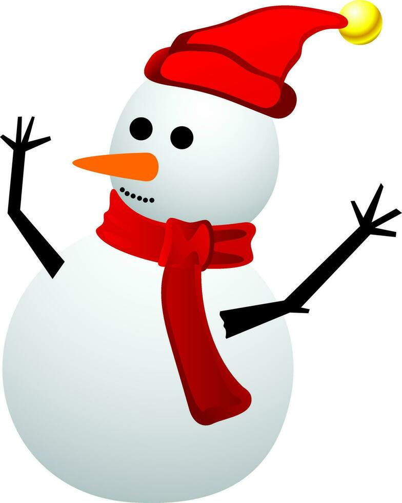 Cartoon character of snowman isolated on white background. vector