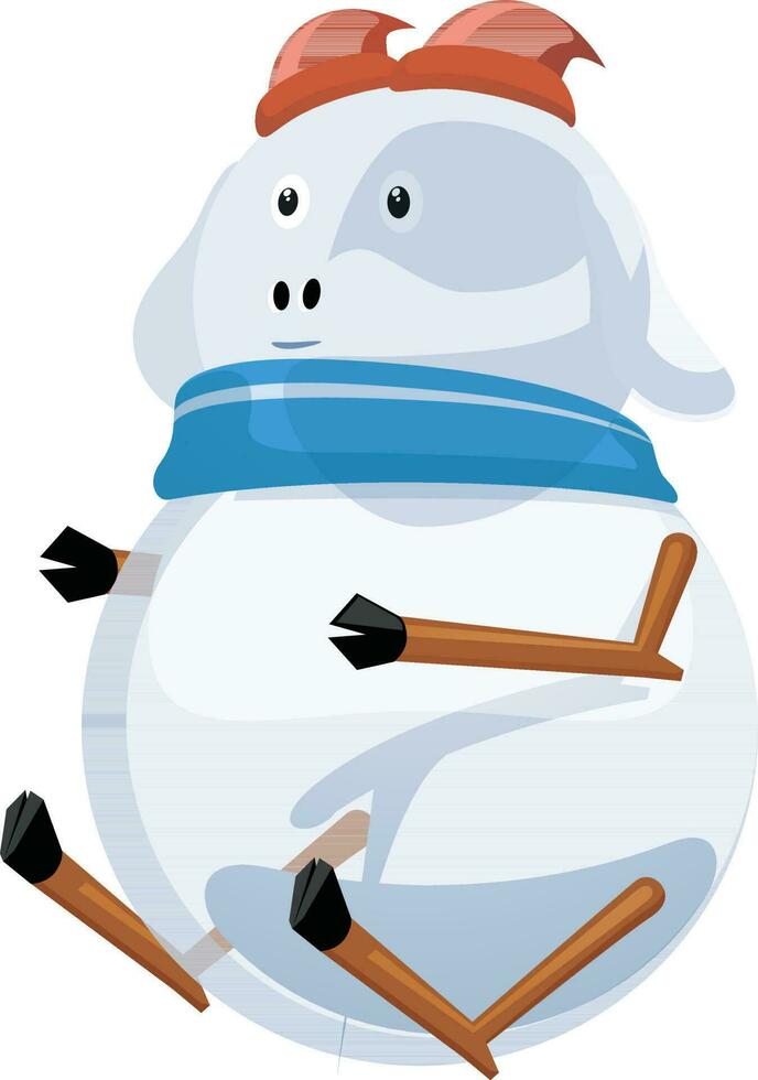 Cute snowman with scarf. vector