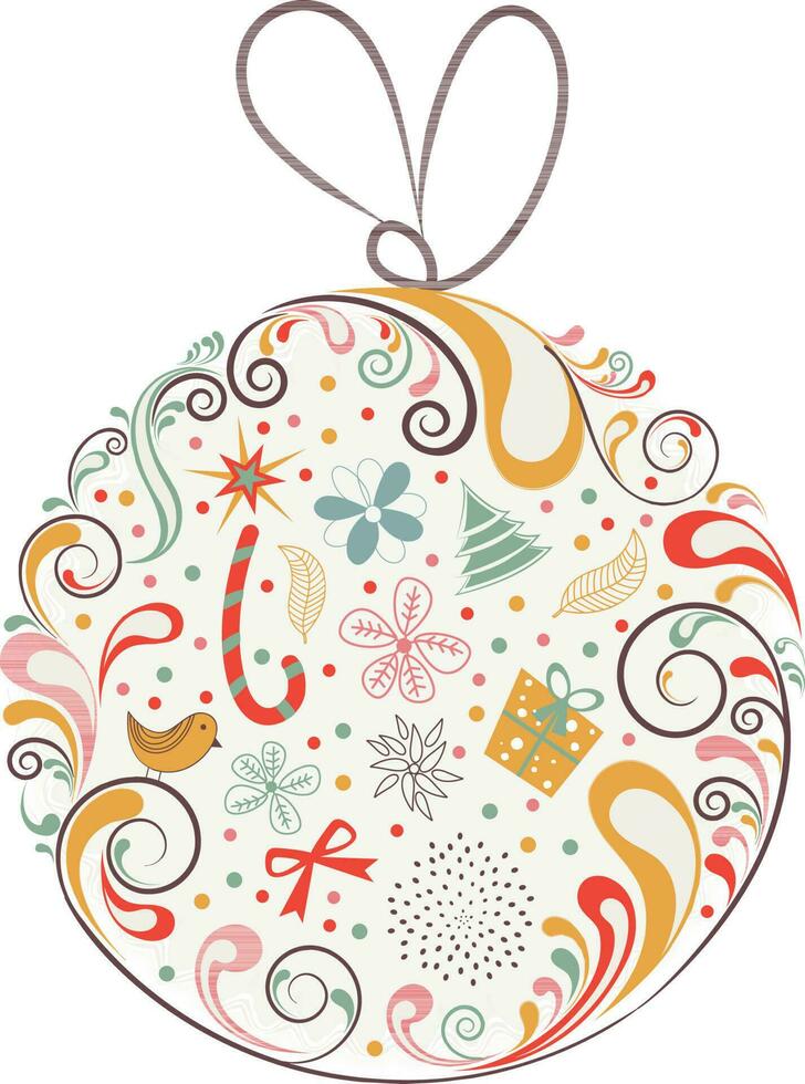 Colorful decorated floral christmas ball. vector