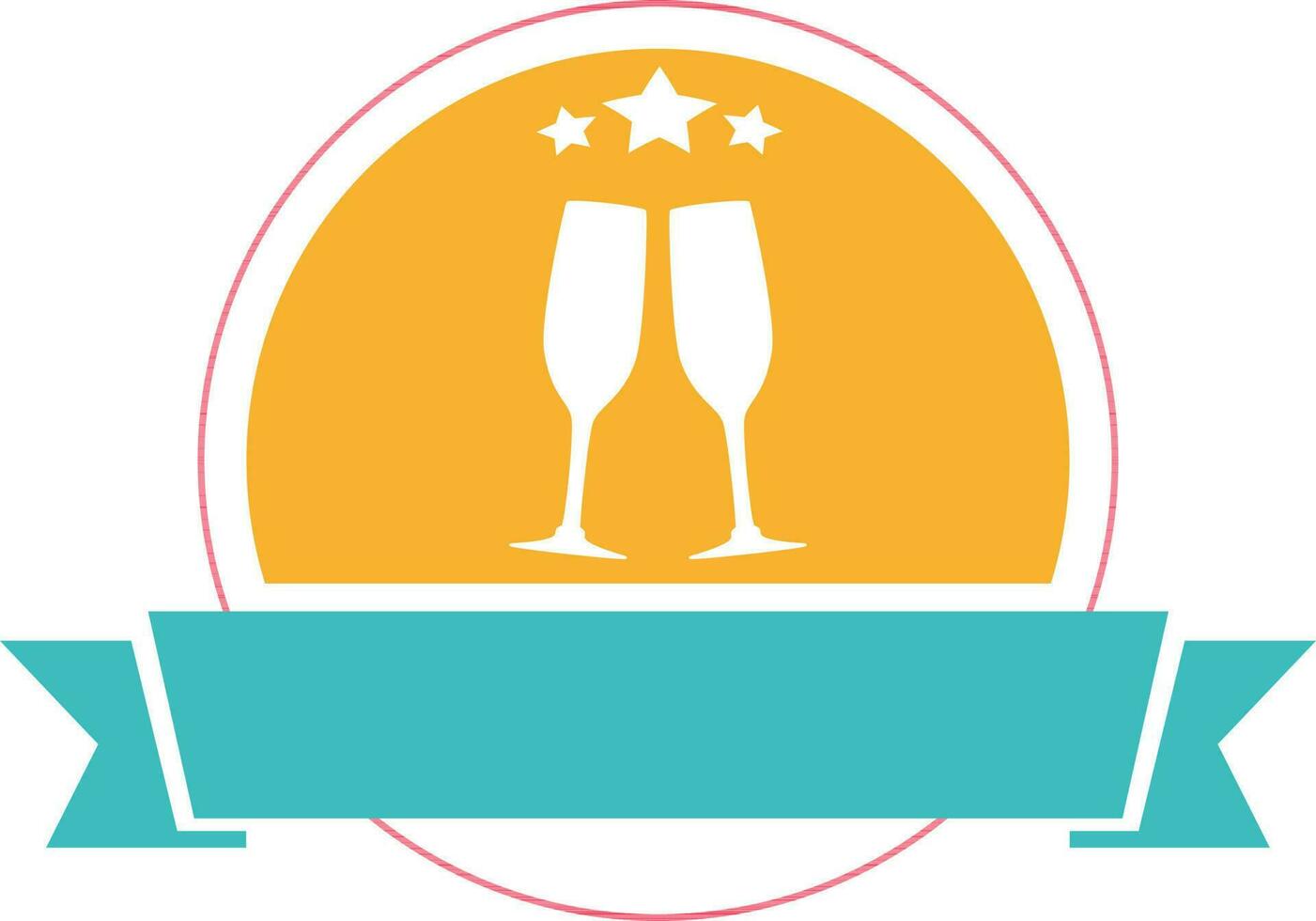 Two beer glasses in circle with blank ribbon. vector