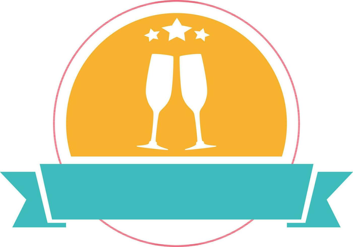 Two beer glasses in circle with blank ribbon. vector