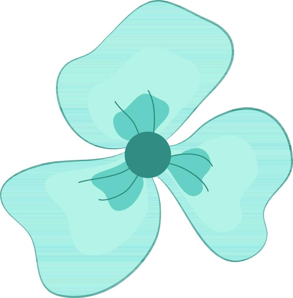 Skyblue color flower design in flat style. vector