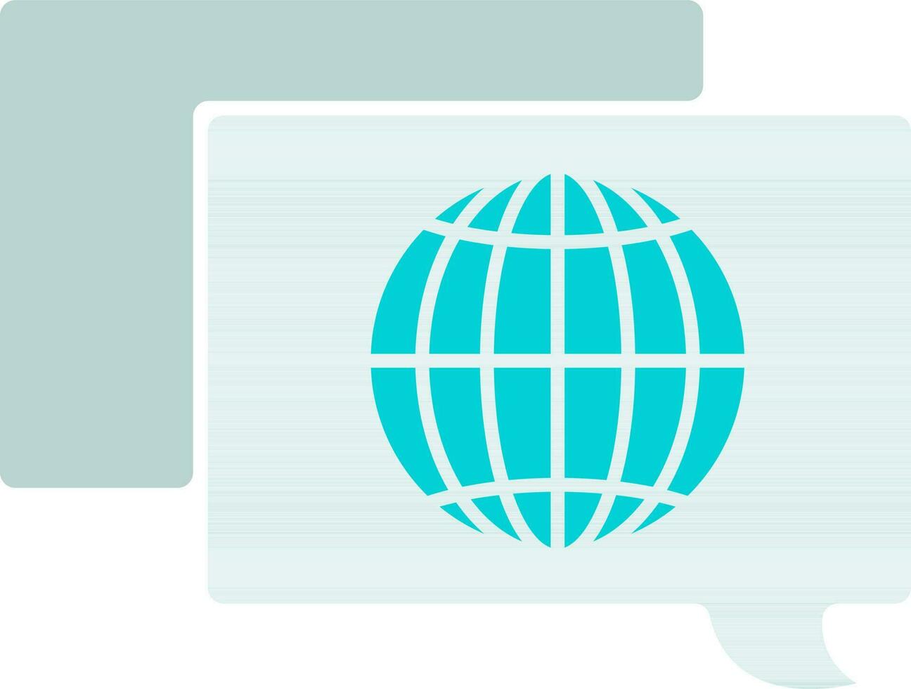 Blue globe in speech box icon. vector