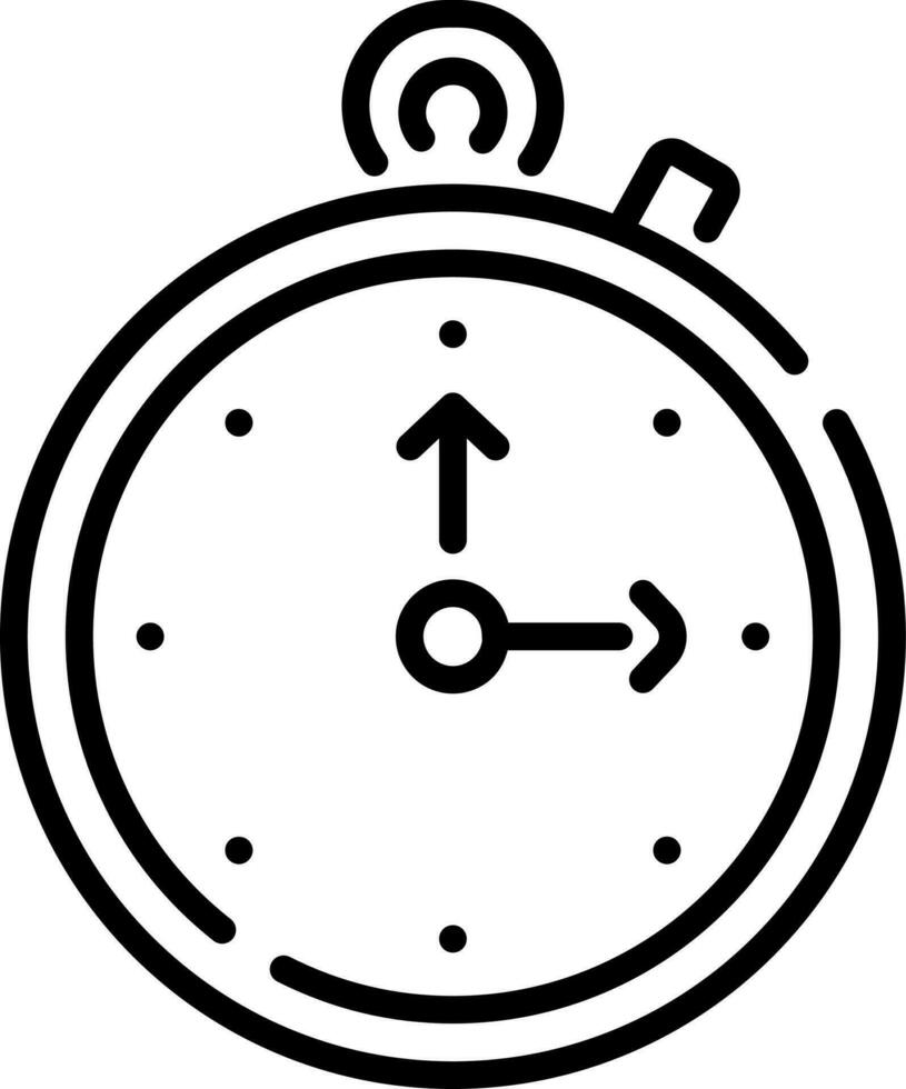 Alarm clock icon in black line art. vector