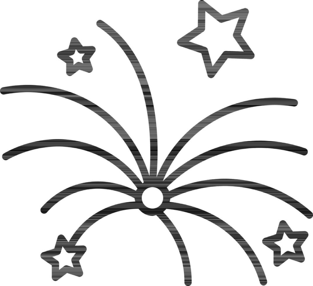 Fireworks icon in black line art. vector