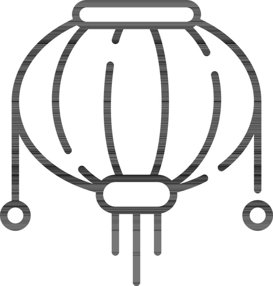 Chinese lantern icon in line arrt. vector